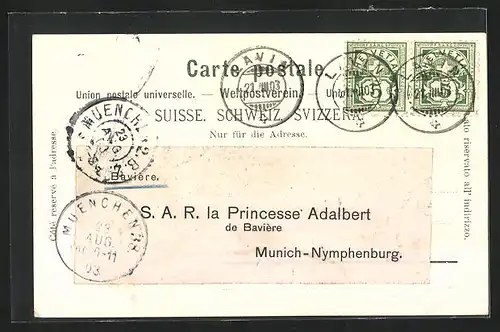AK Lavin, Autograph von Prinz Alfons von Bayern