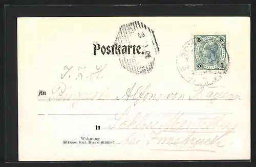 AK Schwaz, Autograph von Prinz Alfons von Bayern