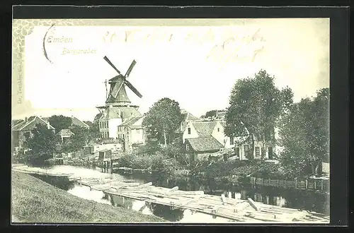 AK Emden, Autograph von Prinz Alfons von Bayern, Windmühle