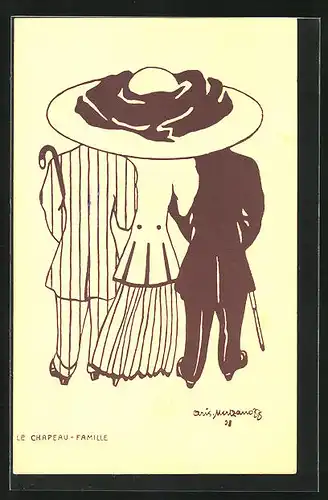 Künstler-AK A. Mertzanoff: Le Chapeau, Famille