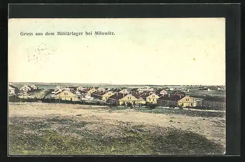 AK Milowitz / Milovice, Militärlager mit Umgebung