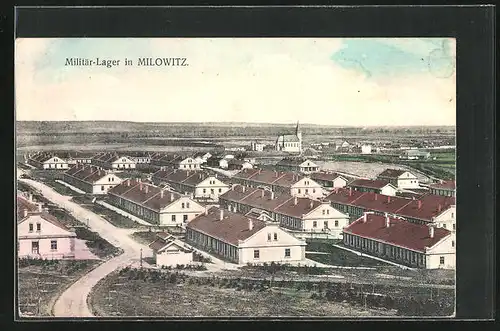 AK Milowitz / Milovice, Militär-Lager