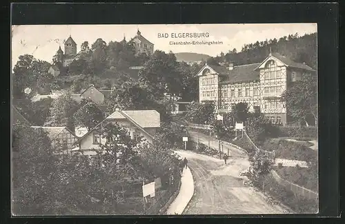 AK Bad Elgersburg, Ortspartie mit Eisenbahn-Erholungsheim