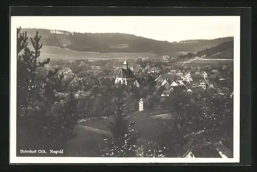 AK Rohrdorf b. Nagold, Totalansicht mit Kirche