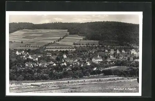 AK Rohrdorf b. Nagold, Panorama mit bewaldetem Hügel