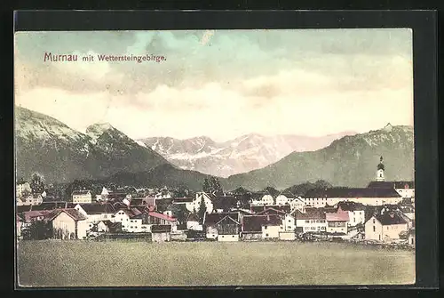 AK Murnau, Panorama mit Wettersteingebirge