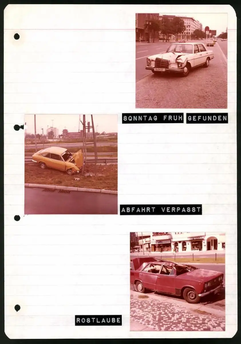 213 Fotografien Ansicht Berlin, Auto-Unfälle, Auto-Wrack's, Unfallwagen Bahnhof Zoo, Brunsbütteler Damm u.a. 2