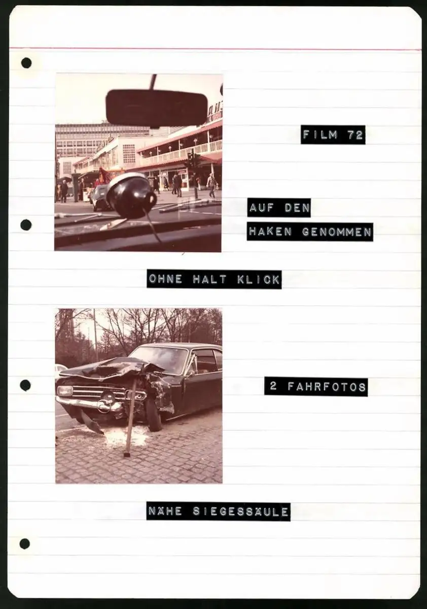 213 Fotografien Ansicht Berlin, Auto-Unfälle, Auto-Wrack's, Unfallwagen Bahnhof Zoo, Brunsbütteler Damm u.a. 3