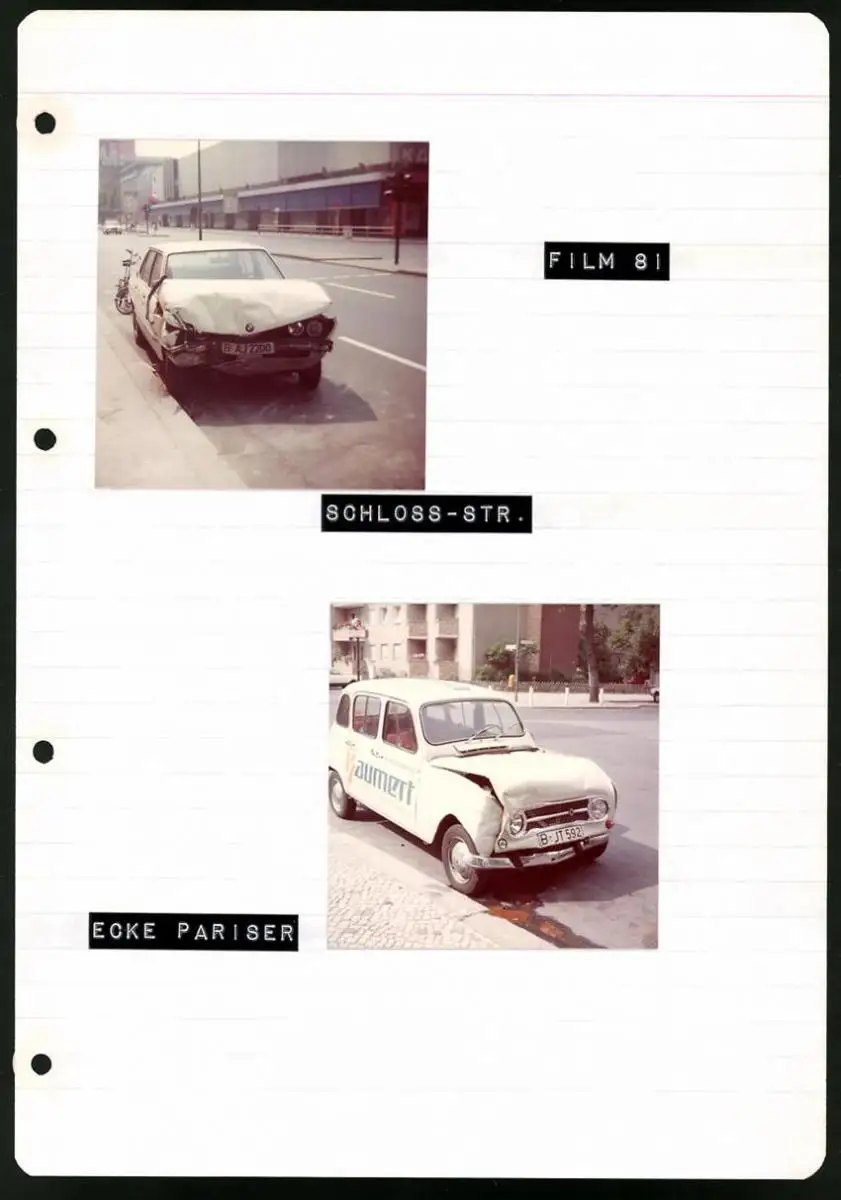 213 Fotografien Ansicht Berlin, Auto-Unfälle, Auto-Wrack's, Unfallwagen Bahnhof Zoo, Brunsbütteler Damm u.a. 6