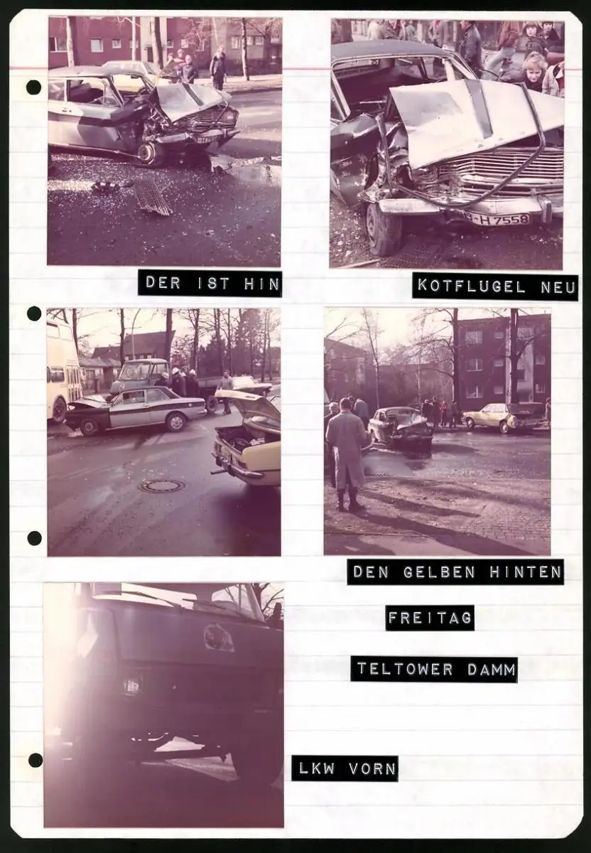213 Fotografien Ansicht Berlin, Auto-Unfälle, Auto-Wrack's, Unfallwagen Bahnhof Zoo, Brunsbütteler Damm u.a. 8
