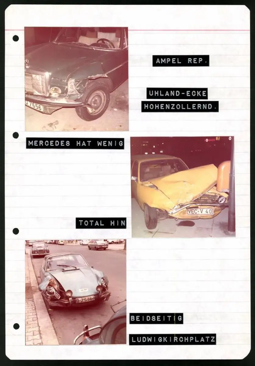 213 Fotografien Ansicht Berlin, Auto-Unfälle, Auto-Wrack's, Unfallwagen Bahnhof Zoo, Brunsbütteler Damm u.a. 9