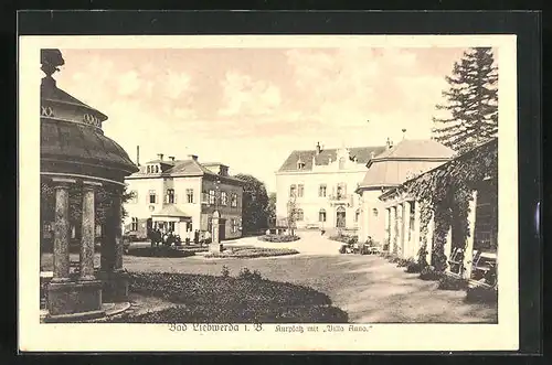 AK Bad Liebwerda / Lazne Libverda, Kurplatz mit Villa Anna