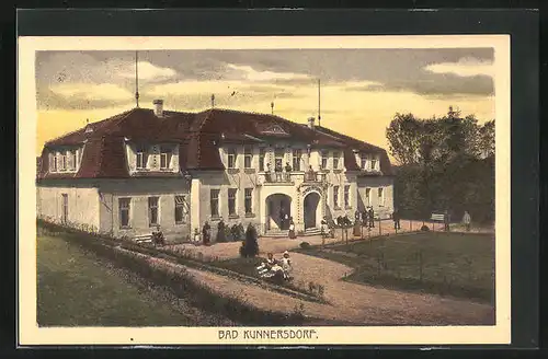 AK Bad Kunnersdorf, Badeanstalt mit Gästen