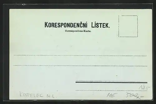 Mondschein-Lithographie Kostelec nad Labem, Myslivna na Kope, Partie na mlynske strouze