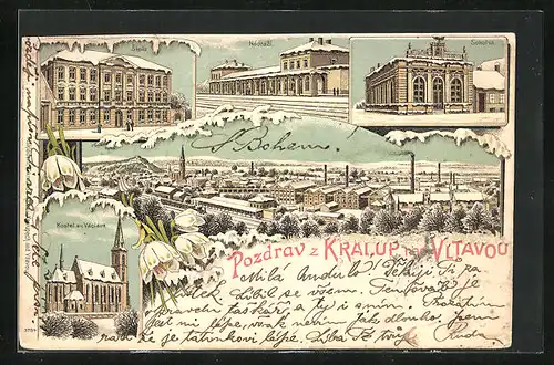 Winter-Lithographie Kralupy n. V., Sokolna, Nádrazi, Skola, Kostel sv. Václava