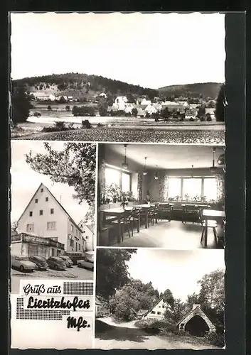 AK Lieritzhofen /Mfr., Gasthaus Sebald, Innenansicht, Ortspartie