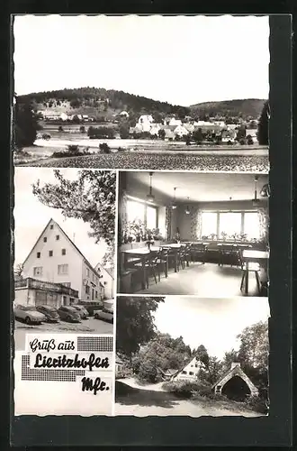 AK Lieritzhofen /Mfr., Gasthaus Sebald, Innenansicht, Ortspartie
