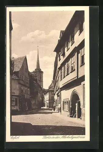AK Erfurt, Partie in der Allerheiligenstrasse mit Geschäften