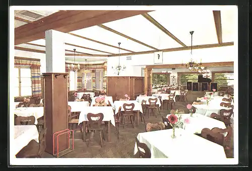 AK Bad Wiessee am Tegernsee, Gasthaus Bräustüberl und Café Bauer, Innenansicht