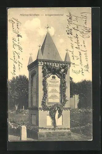 AK Hörnerkirchen, Kriegerdenkmal im Ort