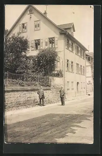 Foto-AK Calw, Strasse an einem Bürgerhaus