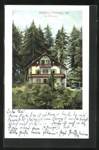Lithographie Krailling /Obb., Gasthaus im Wald