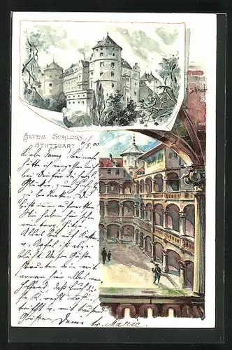 Lithographie Stuttgart, Altes Schloss