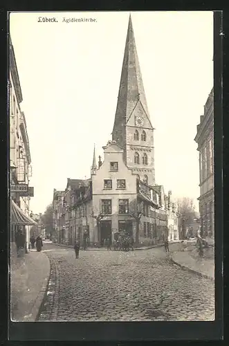 AK Lübeck, Strassengabelung an der Ägidienkirche