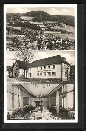 AK Diepoltsdorf, Gasthof und Pension Taufer, Ortsansicht