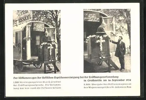 AK Grossenritte, Missionswagen der Hessischen Baptistenvereinigung bei der Eröffnungsversammluing am 16.09.1934