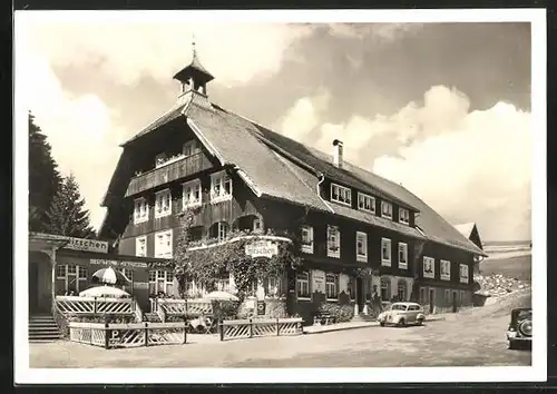 AK Schönwald /Schwarzwald, Hotel Hirschen mit Cafe-Terrasse