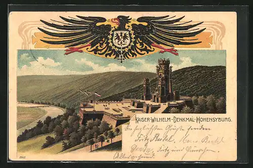 Lithographie Hohensyburg, Kaiser Wilhelm-Denkmal