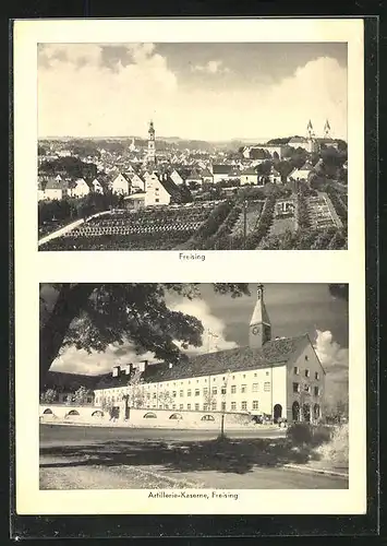 AK Freising, Artillerie-Kaserne, Panoramablick auf die Stadt