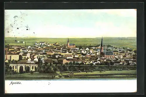 AK Apolda, Teilansicht mit Kirche