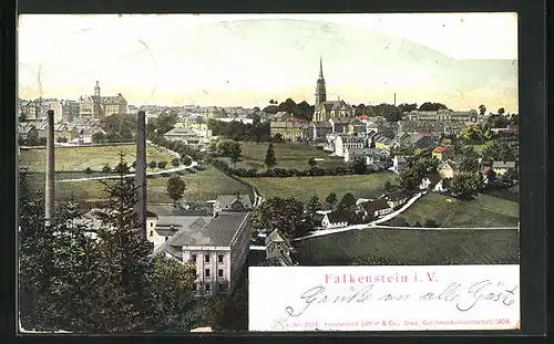 AK Falkenstein i. V., Teilansicht mit Kirche