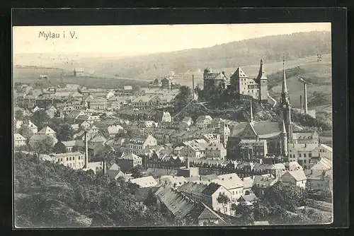 AK Mylau i. V., Teilansicht mit Kirche