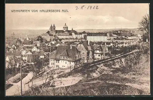 AK Weingarten, Teilansicht vom Hallersberg aus gesehen