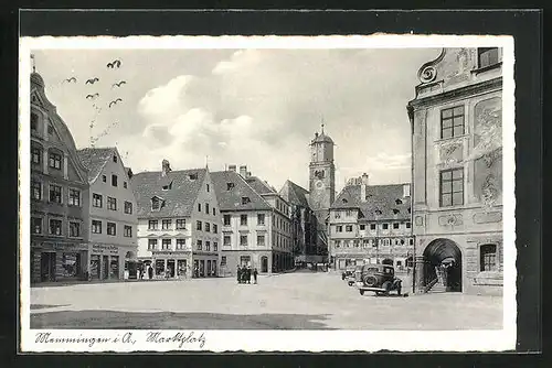 AK Memmingen i. A., Marktplatz mit Geschäften