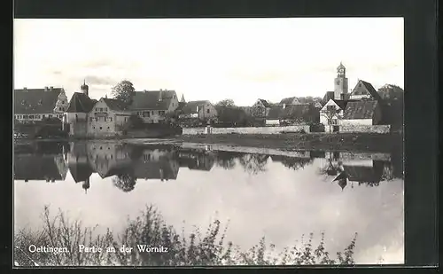 AK Oettingen, Partie an der Wörnitz mit Geschäften