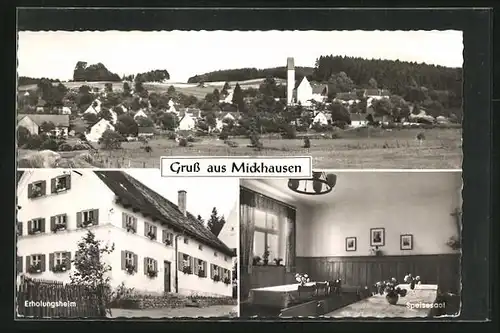AK Mickhausen, Erholungsheim, Innenansicht Speisesaal, Teilansicht