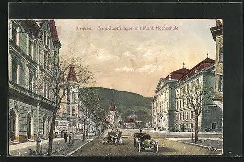 AK Leoben, Franz-Josefstrasse mit Mont. Hochschule