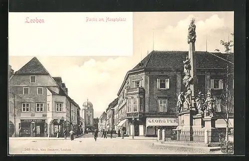 AK Leoben, Strassenpartie am Hauptplatz