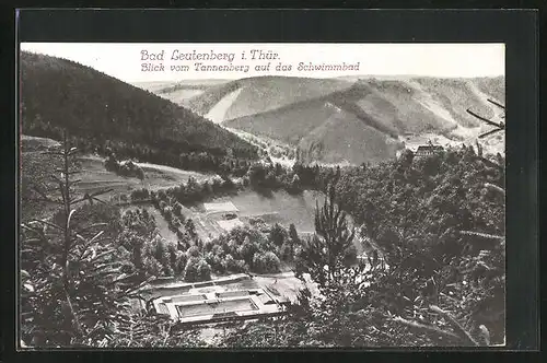 AK Bad Leutenberg, Blick vom Tannenberg auf das Schwimmbad