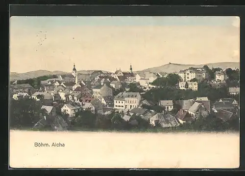 AK Böhm. Aicha, Panorama mit Kirche