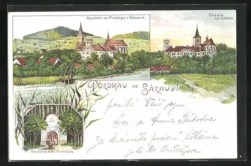 Lithographie Sazava, Opatstvi sv. Prokopa, Studanka sv. Prokopa
