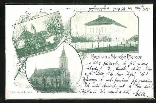 AK Prerov nad Labem, Gebäudeansicht, Kirche, Ortspartie