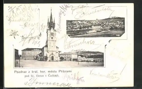 AK Pribram, Sv. Horou v Cechách, Ortsansicht, Kirche