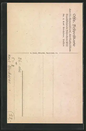 Künstler-AK sign. Karl Blocherer: München, 62. Generalversammlung d. Katholiken Deutschlands 1922