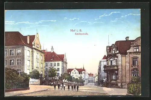 AK Hof i. B., Schillerstrasse mit Kindern