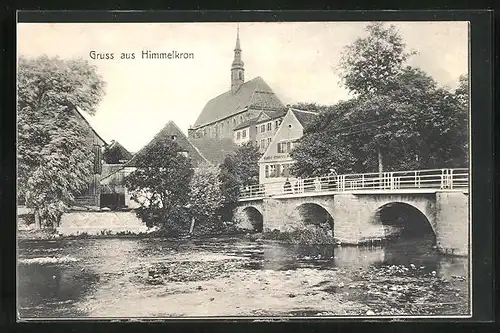 AK Himmelkron, Flusspartie mit Brücke